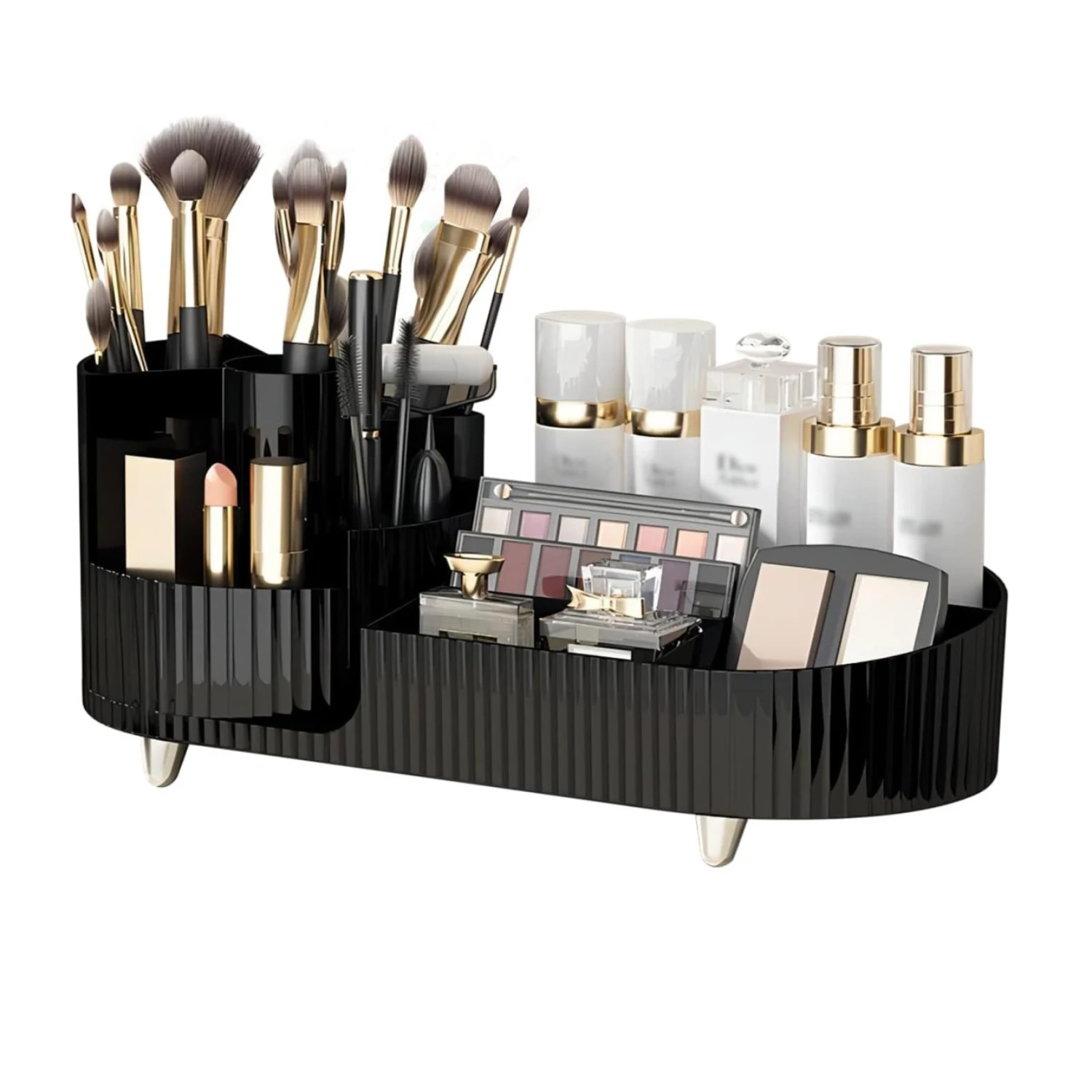 Stylish, Convenient and Spacious Large Capacity Rotating Makeup Organizer for Bathroom Counter - Functional Cosmetic Display Cas