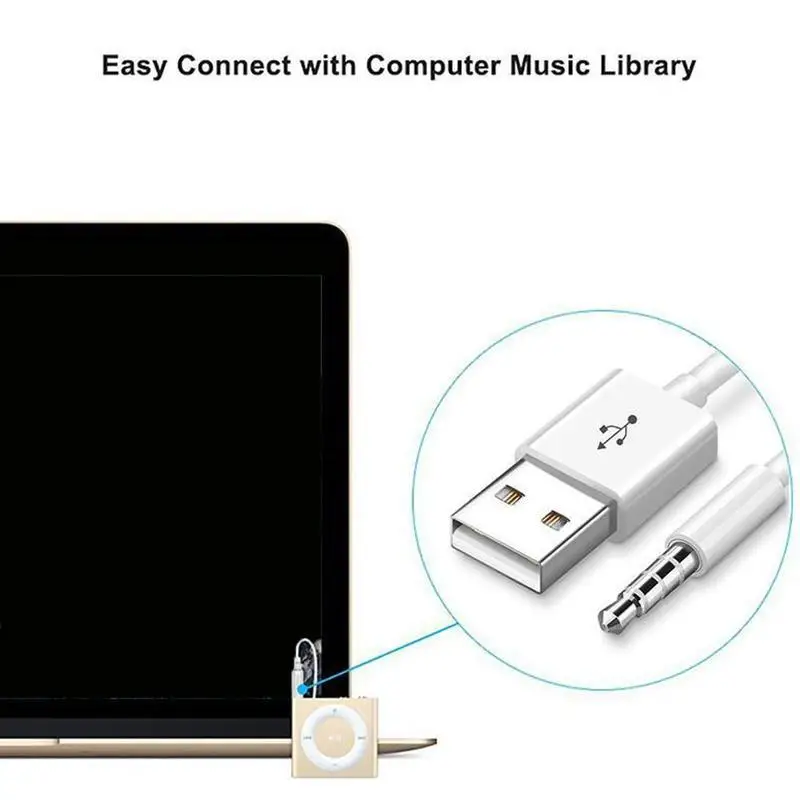 كابل بيانات شحن USB لأجهزة Apple iPod Shuffle لمشغل MP3 MP4 سلك سلك شاحن USB 3.5 مللي متر جاك نقل محول الصوت