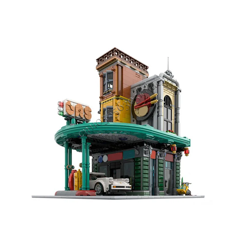 1705 أجزاء MOC مدينة شارع المشاهد وحدات محطة الغاز اللبنات لتقوم بها بنفسك التعليمية الجمعية ألعاب أطفال هدايا عيد الميلاد الشعبية #2