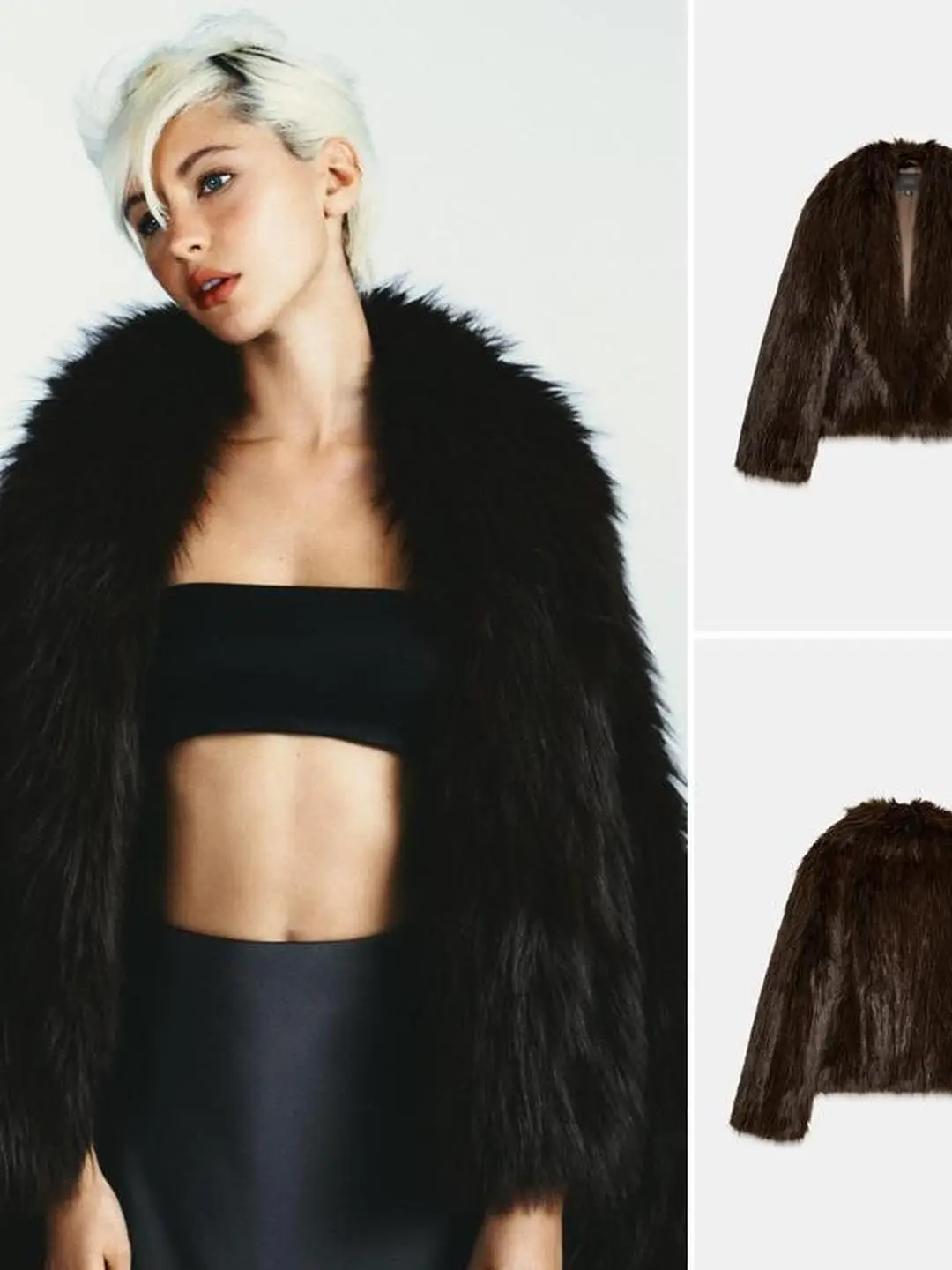 Abrigo con efecto de piel Artificial para mujer, chaqueta con cuello hacia abajo, prendas de vestir exteriores de Otoño Invierno, abrigo con cuello abatible Sli