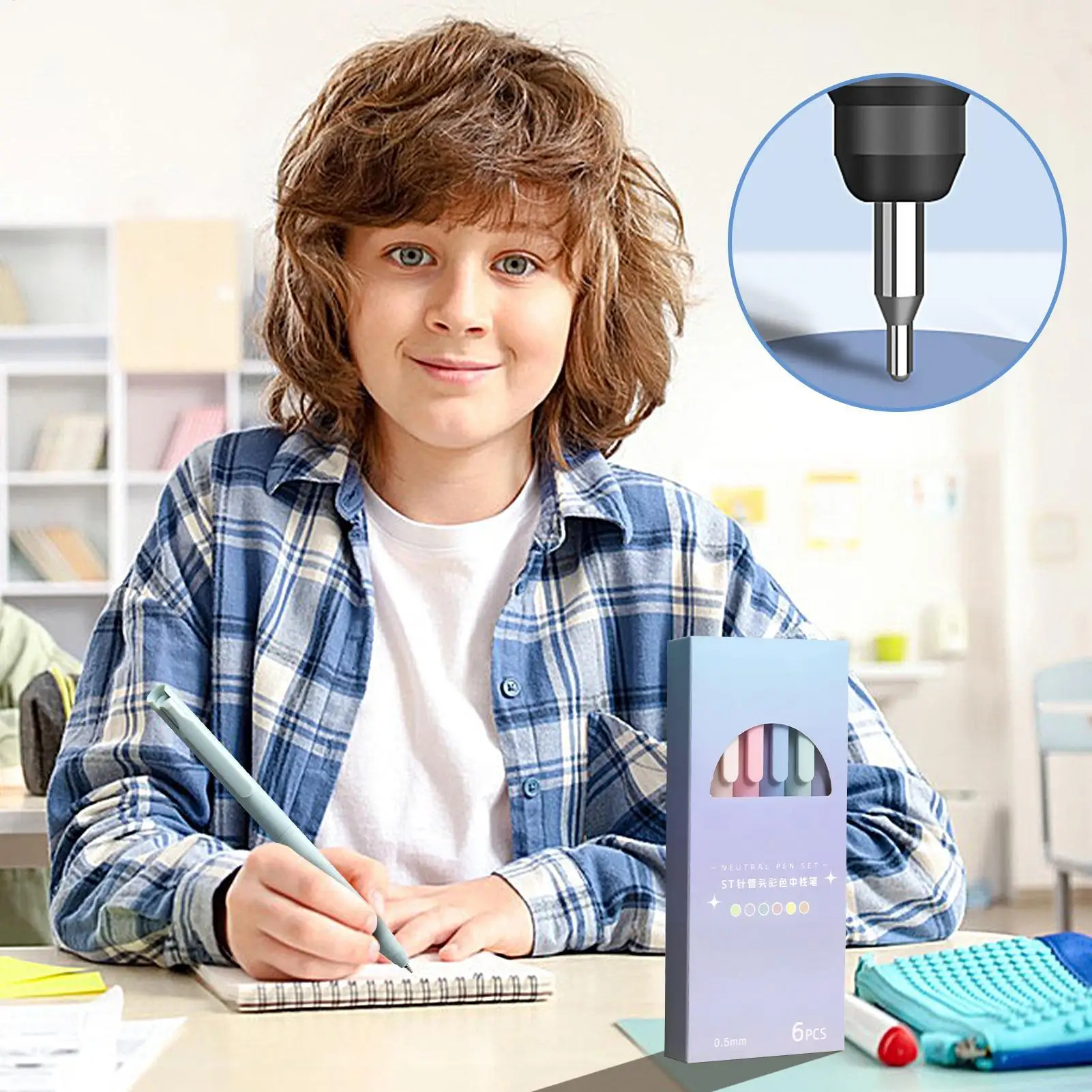 

Красочные гелевые ручки, выдвижные гелевые ручки, цветные чернила, 6 шт., гладкие канцелярские принадлежности для письма, выдвижная разноцветная шариковая ручка для учителя