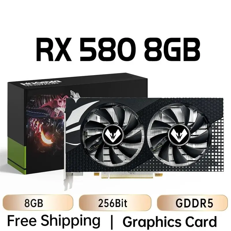 Top Graphics Cards Full New AMD Radeon RX580 2048SP 8G GDDR5 256bit HDMI+DP+DVI Video Card For Desktop Gaming Computer GPU