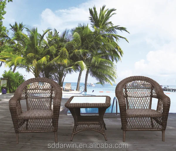 

Balcony Leisure 2+1 Coffee Wicker Table And Chair Set Poly Rattan Garden Patio Bistro Sets Out Door Furniture