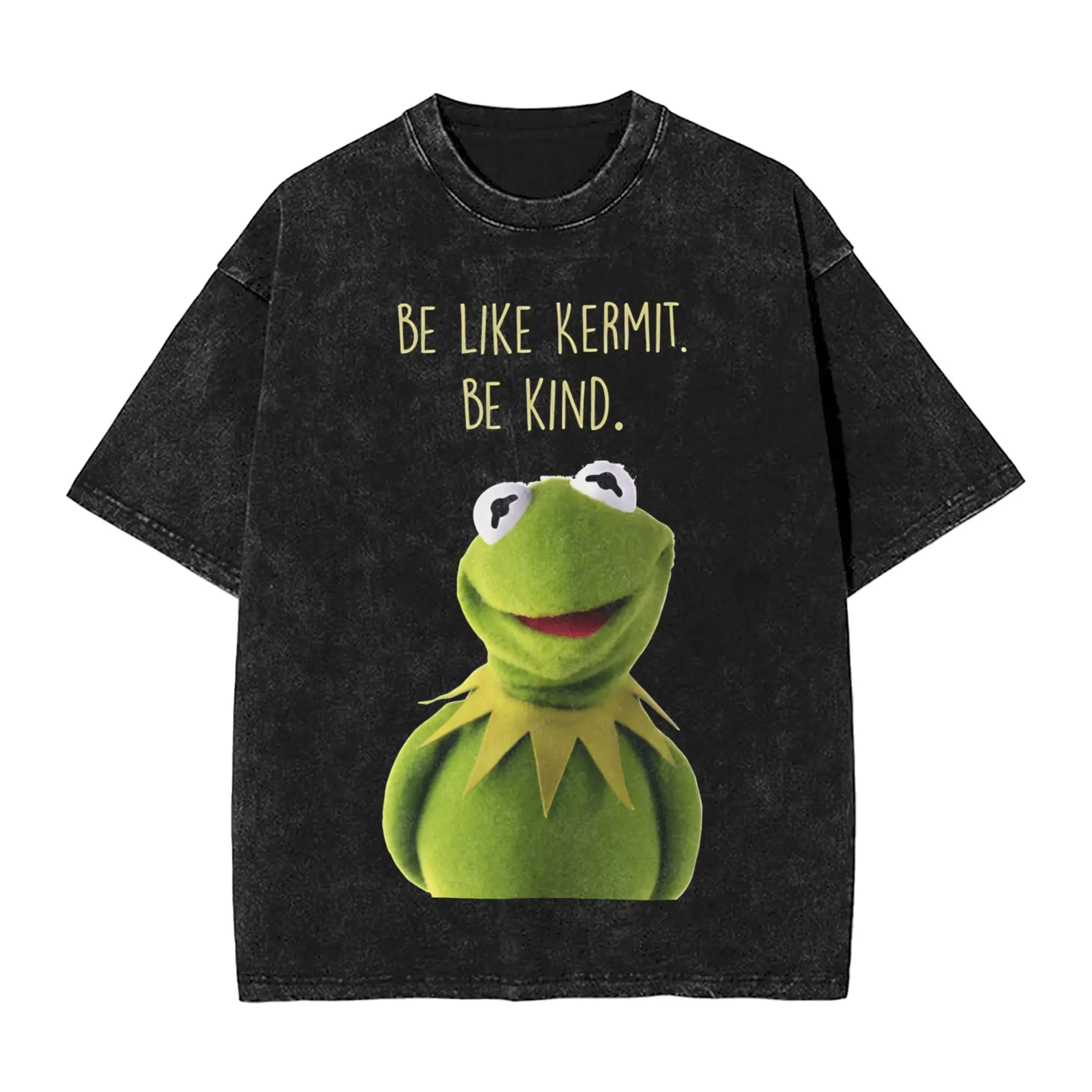 Kermits the Frog Merch Washed T Shirts for Men Women Streetwear Hip Hop T-Shirts Summer  Tees Tops 100% Cotton