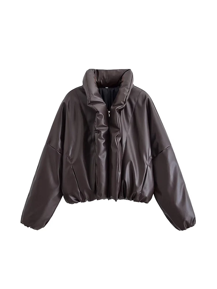 

European style new women's fashionable and versatile elegant casual solid color large lapel zip-up cotton coat