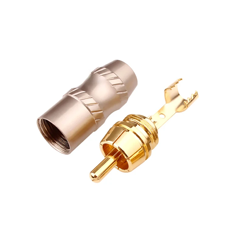 4pcs Male Audio Video Connector Gold Adapter For Cable DIY gold snake RCA Plug HIFI Goldplated Audio Cable RCA