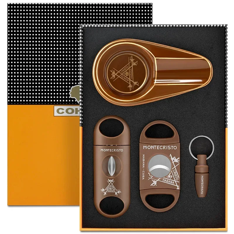 Premium Cuban cigar accessories set, cigar punch and portable cigar cutter. Equipped with a sharp V-cut cigar cutter,