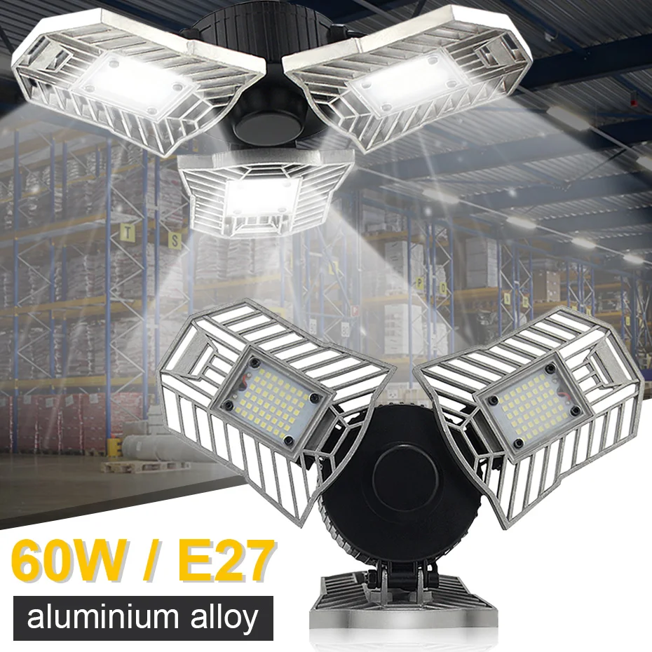 E27 LED Bulb 60W 6000Lm High Intensity Deformable Lamp SMD2835 AC85-265V For Indoor Parking Industrial Warehouse Led Mining Lamp