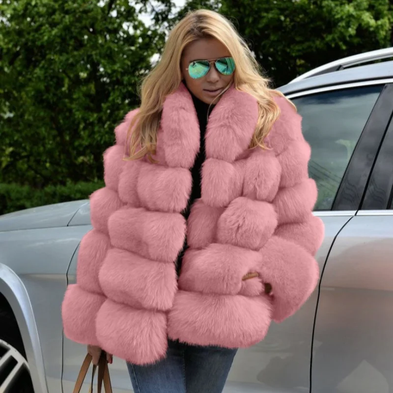 Faux Fur Coat Winter Womens Fashion Luxury Thickened Warm Quilted Jackets Coats Y2k Vintage Top White Lapel Short Fur Clothing