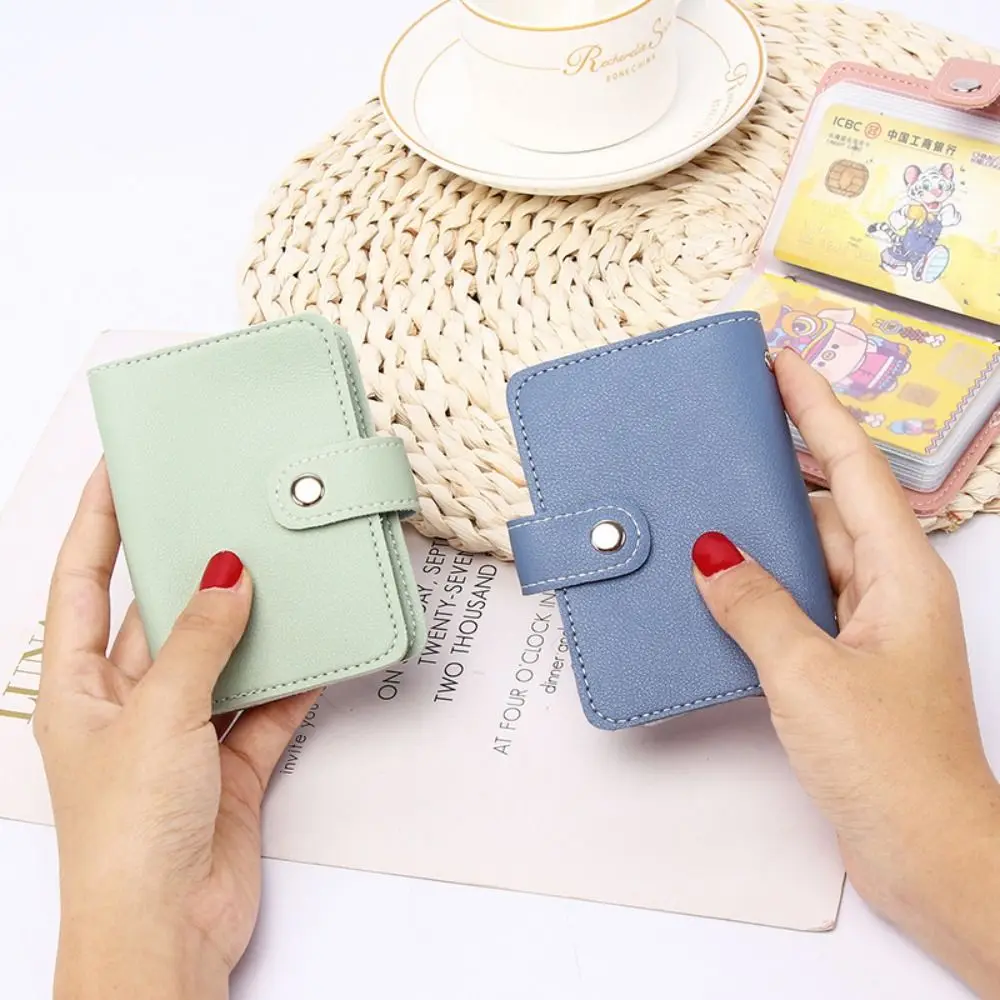 Korean Cute Fashion PU Leather Card Bag ID Credit Card Holder 26 Cards Pocket Coin Purse Wallet for Women Men