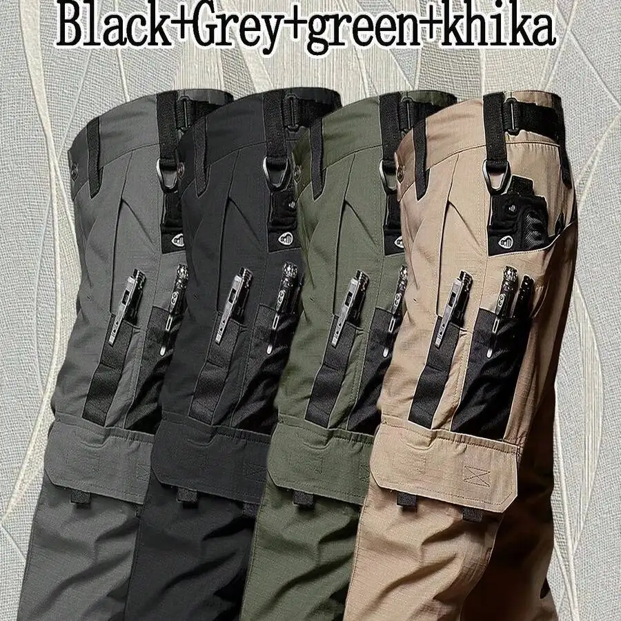 Mens Heavy Duty Multi-Pocket Utility Pants  Fast Dry, Ventilated, Relaxed Fit, Reinforced Seams For Field Use And Labor