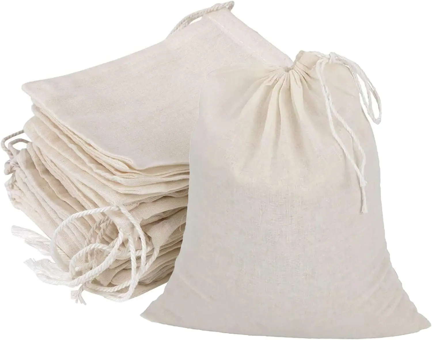 

20 PCS Reusable Cotton Drawstring Muslin Bag, Natural Unbleached Cotton Straining Herbs Cheesecloth Bags