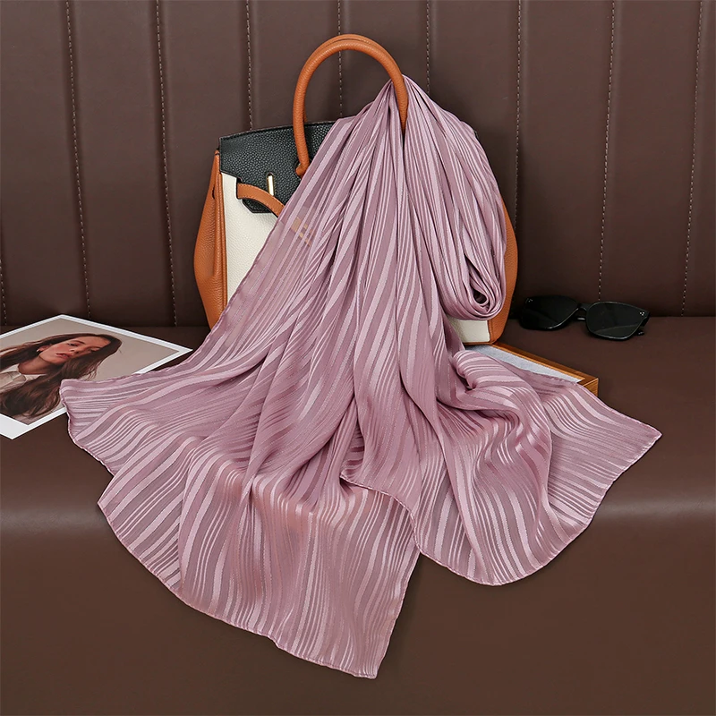 Large Size Silkly Stain Scarf Women Plain Foulard Femme Luxury Hijab Long Bandana Evening Party Dress Shawls and Wraps 2024