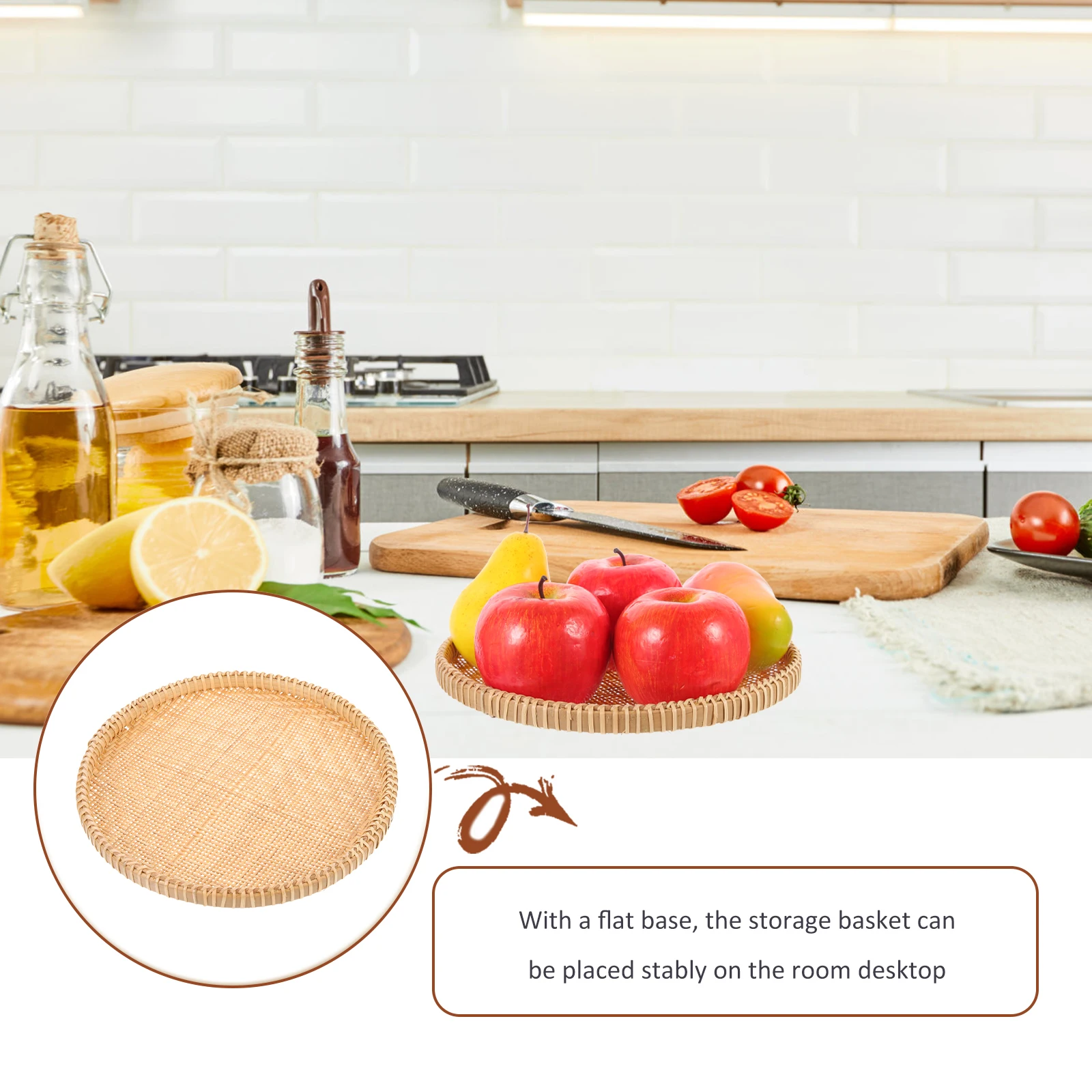 

Bamboo Food Basket Premium Material Practical Storage Container Fruits Bread Snacks Sundries Small Items Home Restaurant