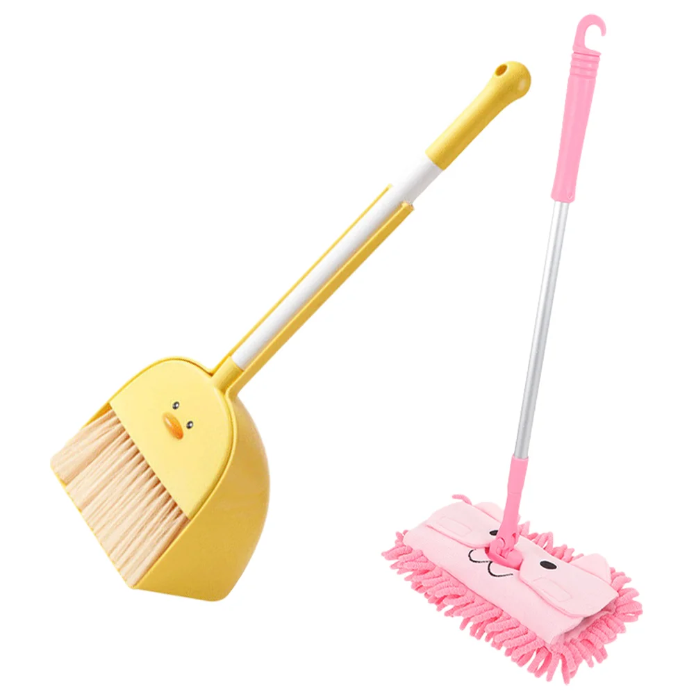 Children's Broom Dustpan Mop Mini Sweeping and Mopping Toy Set 3 Pieces Housekeeping Helper Plastic Small Cleaning The Pet Kids