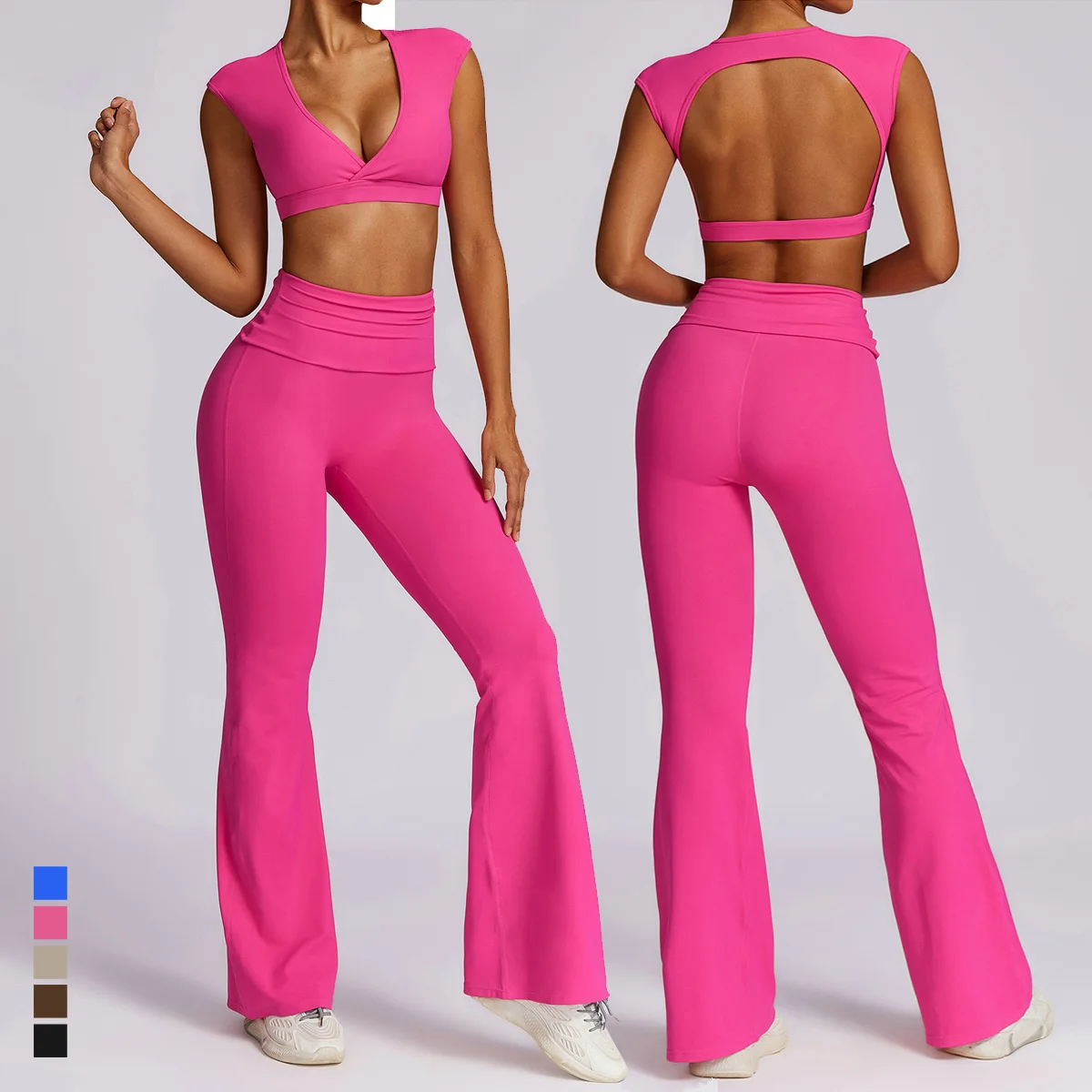 New Yoga Set Women 2Pcs Workout Seamless Clothes Crop Top High Waist Leggings Fitness Gym Wear Speed Dry Sport Suits Sportswear