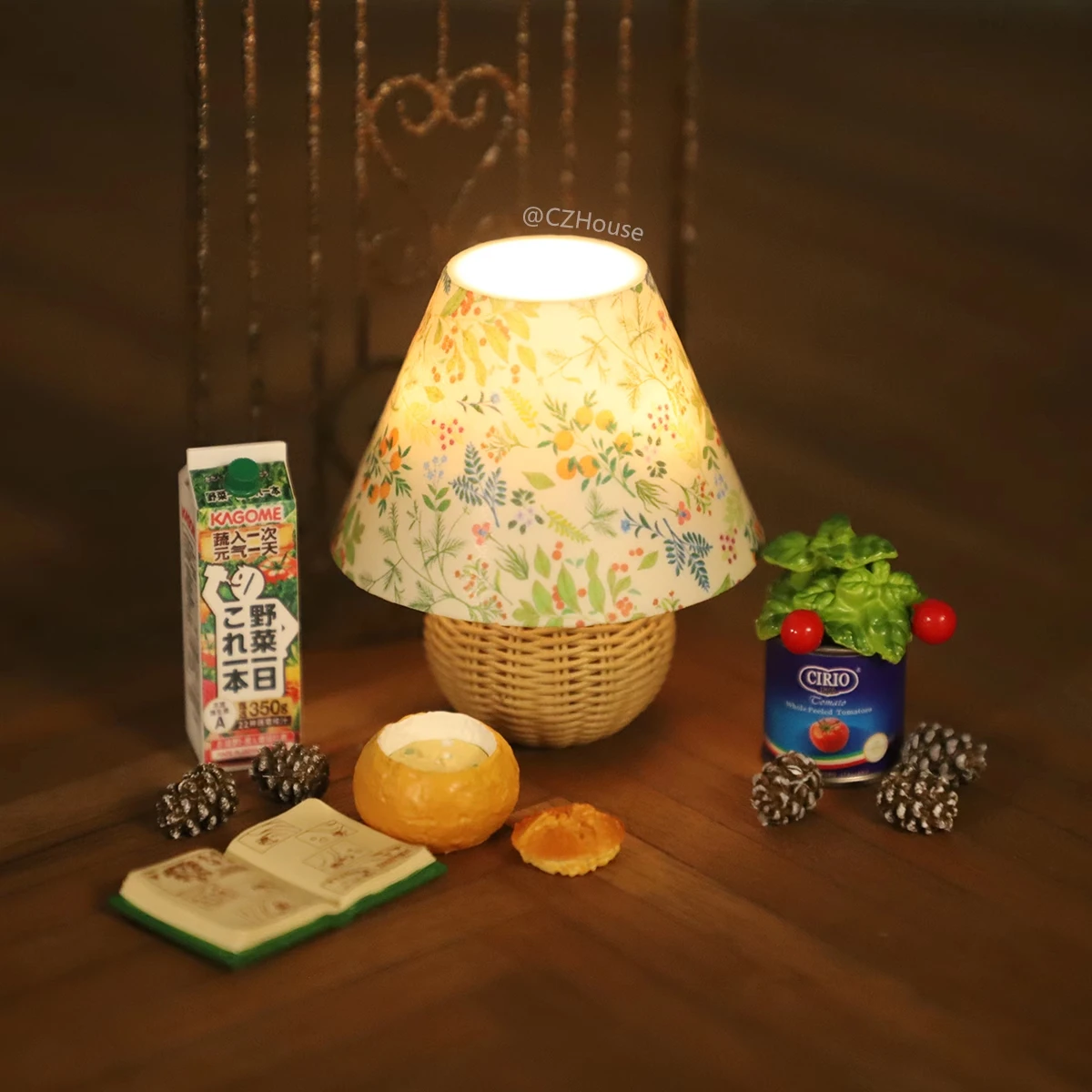 1/6 Vintage Floral Table Lamp Dollhouse Model Furniture Accessories Miniature Bjd Ob11 Blyth Soldier Lol Bedroom Decor Light Toy