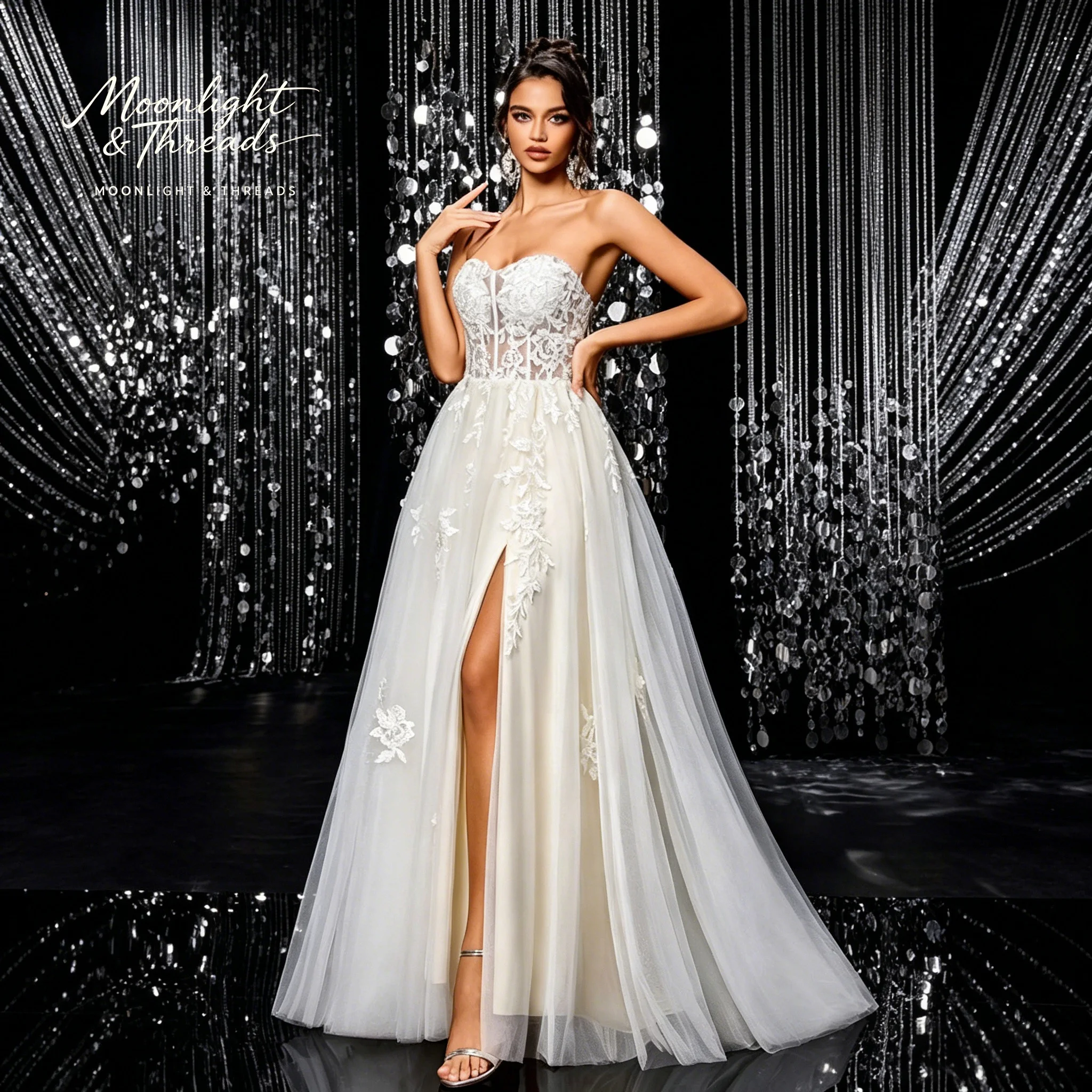 IIvory white strapless lace co - Embroidery White Dress ulasan dan harga