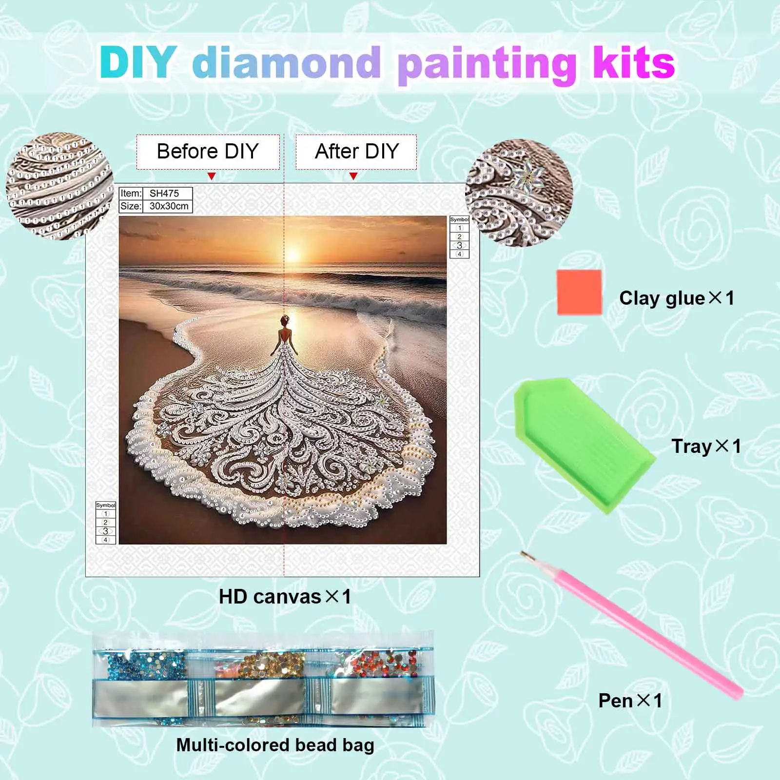 Diamond Art Painting Kit for Adults,Beach Goddess DIY Special Shape Diamond Art Kit for Beginners for Home Wall Decoration Gift - view 3