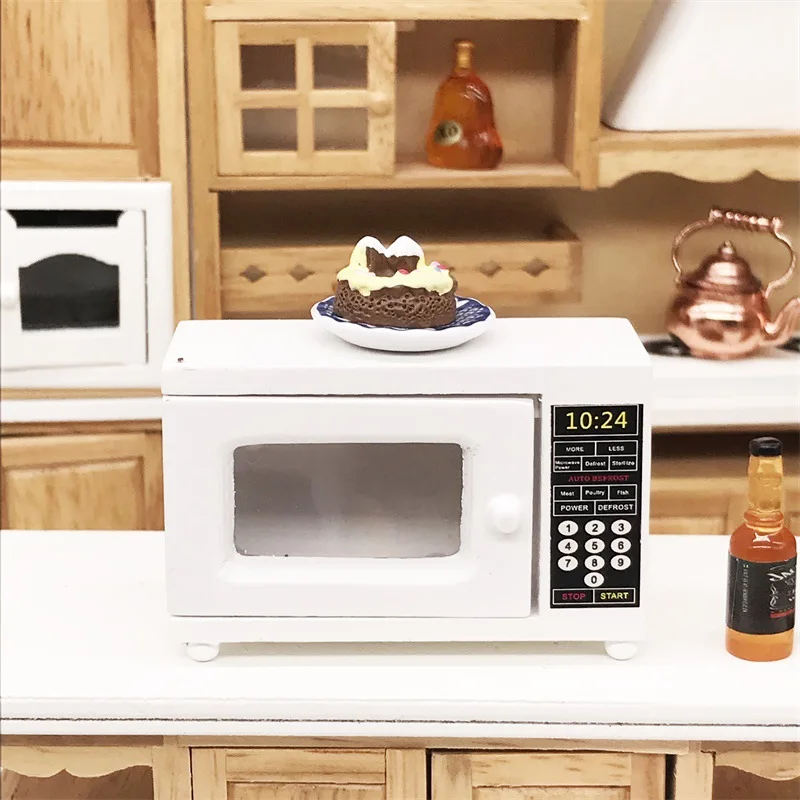 1:12 نموذج منزل لتقوم بها بنفسك مصغرة محاكاة اكسسوارات الأثاث رائعة فرن الميكروويف المطبخ الديكور العنصر بيت الدمية اللعب