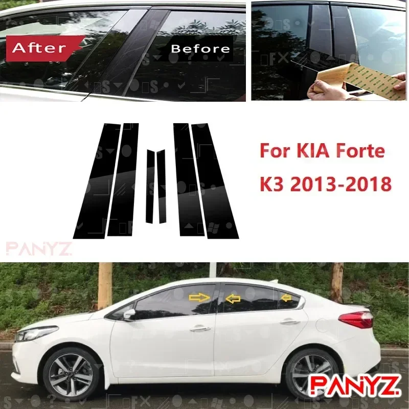 

6 шт. полированные стойки, подходят для KIA Forte K3 2013-2018, накладка на окно, наклейка на колонку BC