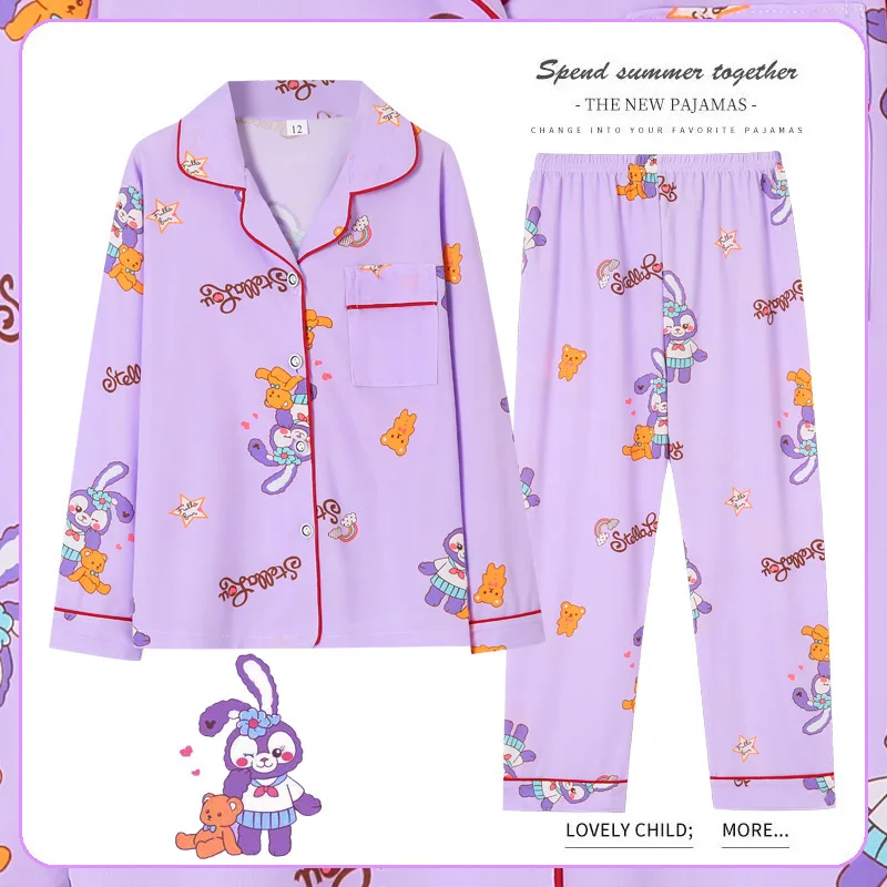 Charming Disney Kids Pajama Sets Children Personality Cartoon Soft Comfortable Nightwear Sets Durable Comfy Indoor Autumn Winter