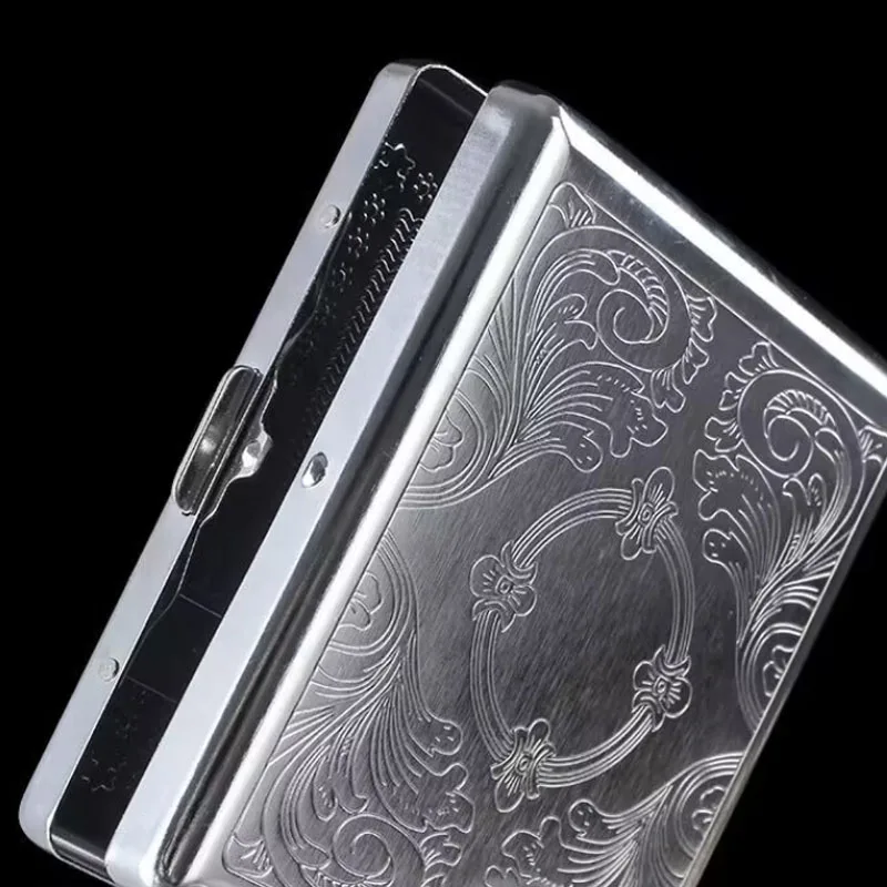 Unique Metal Cigarette Case Retro Stamp Portable Pocket Cigaret Pack 16/20 Cigarette Boxes Man Smoker Gift