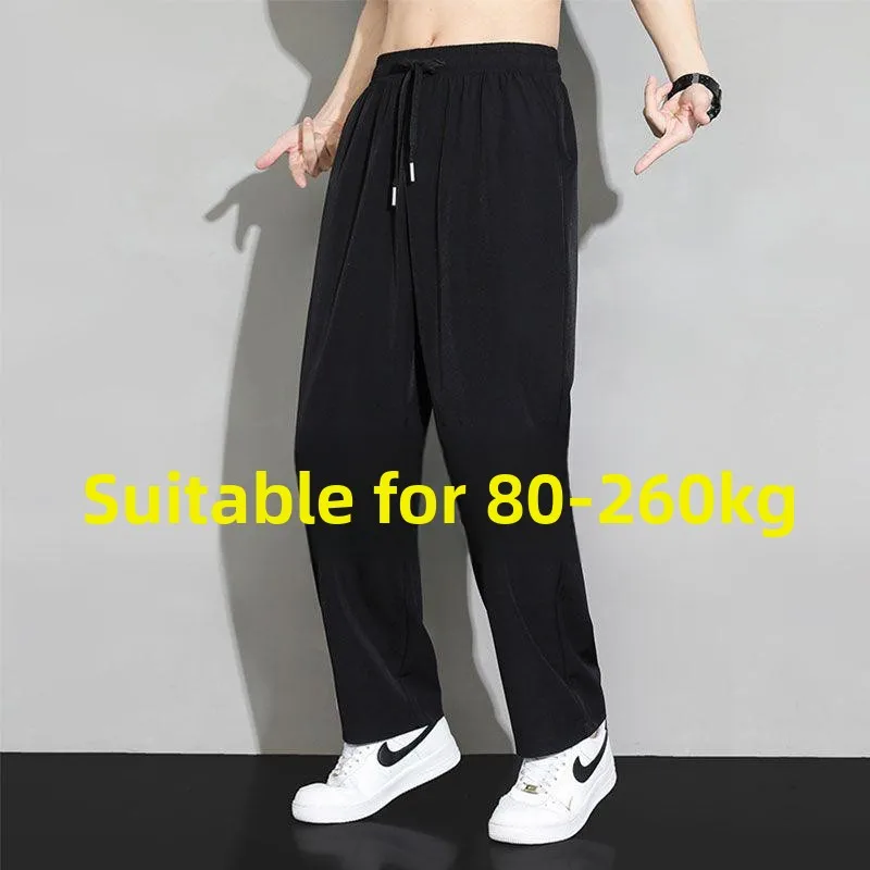 

Повседневные спортивные брюки из ледяного шелка для мужчин, свободные прямые брюки, летние дышащие молодежные брюки из полиэфирного волокна, однотонные