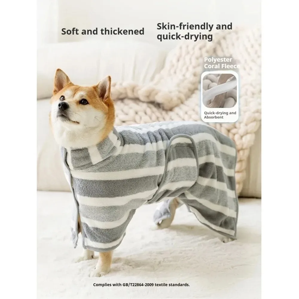 Extra Large Thick Pet Bath Robe Super Absorbent Quick Dry Bath Towel for Medium Large Dogs and Cats Daily Use After Bathing