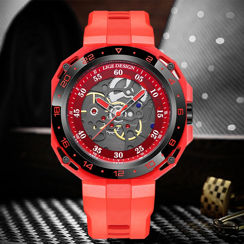

LIGE Fashion Quartz Man Watch Luxury Casual Sport Military Silicone Wristwatches Waterproof Luminous Hollow Outdoor Watches Male