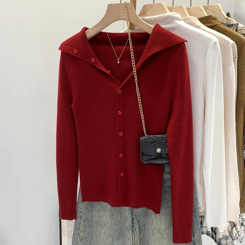 

Rib Knit Sweater Shirt for Women Long Sleeve Single Breasted Cardigan Jacket Ladies Autumn Winter Casual Chic Outfit