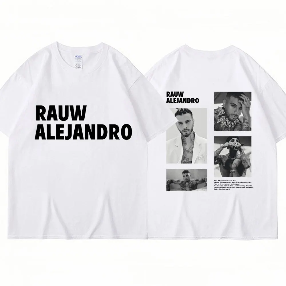 Hip Hop Rapper Rauw Alejandro T Shirts Men's Harajuku Vintage Hip Hop Short Sleeve Fashion 100% Cotton Loose T-shirts Streetwear