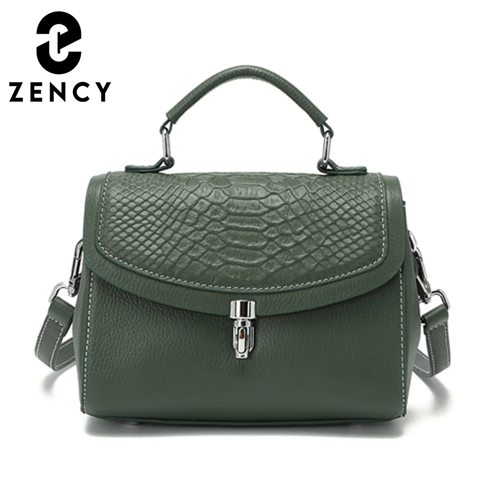 Zency New Genuine Leather Bags Female Fashion Vintage Alligator Crossbody Handbag Small Luxury Box Shoulder Tote Women Bag