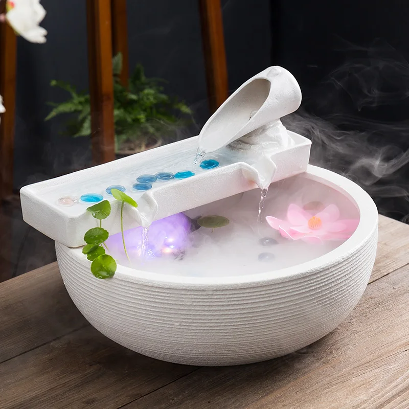 GY Flowing Water Ornaments Desktop Modern Minimalist Decoration Humidifier Feng Shui Fortune Creative Ceramic Fish Tank