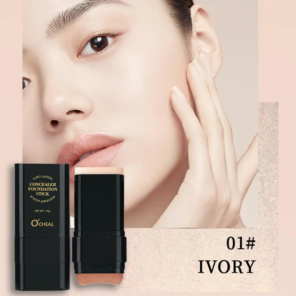 ツーインワンコンシーラーファンデーションスティックフェイシャルマットブロンザー保湿フェイス防水メイクアップ輪郭カバークリーム W4E5