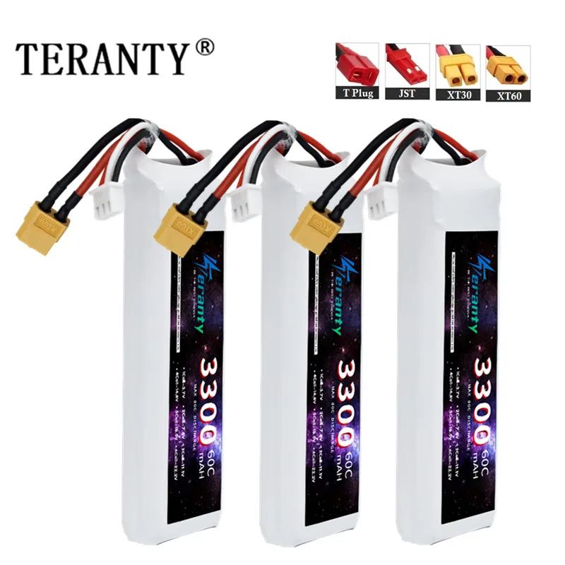 TERANTY 7.4v batteria al litio 2S 3300mAh 60C batteria Lipo per RC modello di auto da corsa droni barche aereo FPV con connettore XT60