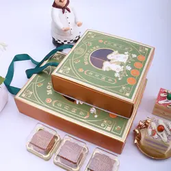 5pcs Mooncake Packaging Boxes With Window Handmade Pastry Cookies Egg Yolk Crisp Mid-Autumn Festival Party For Guest