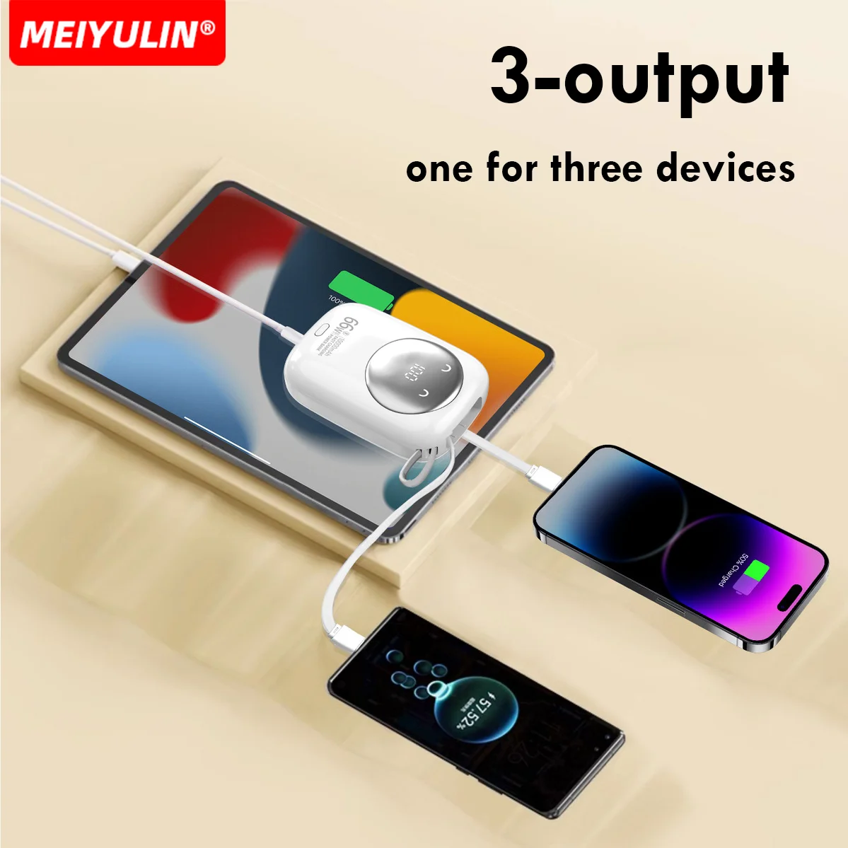 10000mAh Portable Mini Power Bank With Type-C Cable Fast Charging PD20W Mobile External Spare Battery For iPhone Samsung Xiaomi