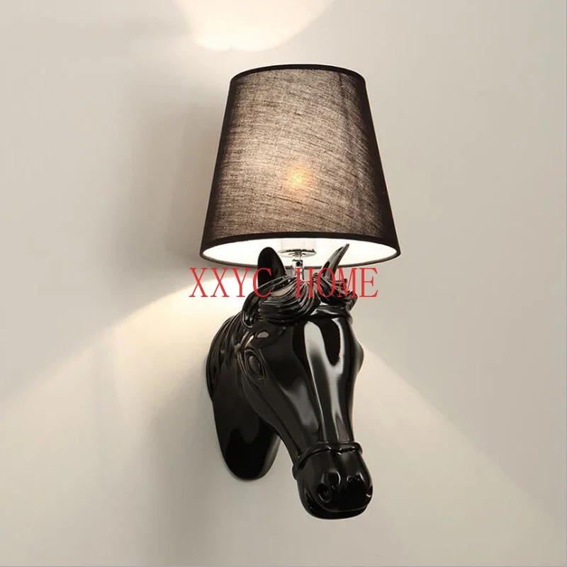 

Retro Resin Horse Wall Lamps Staircase Living Room Bedroom Light Exhibition Corridor Hotel Decorative Wall Lamp