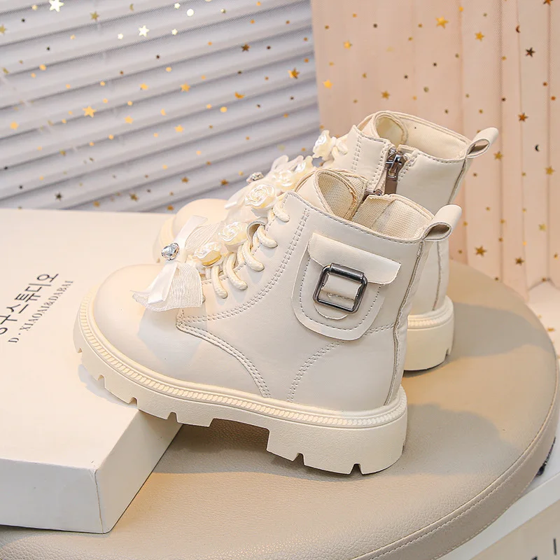 2025 Winter New Kids Snow Boots Comfort Anti Slip British Style Girls' Ankle Boots Simple Versatile Child Leather Boot Zapatos