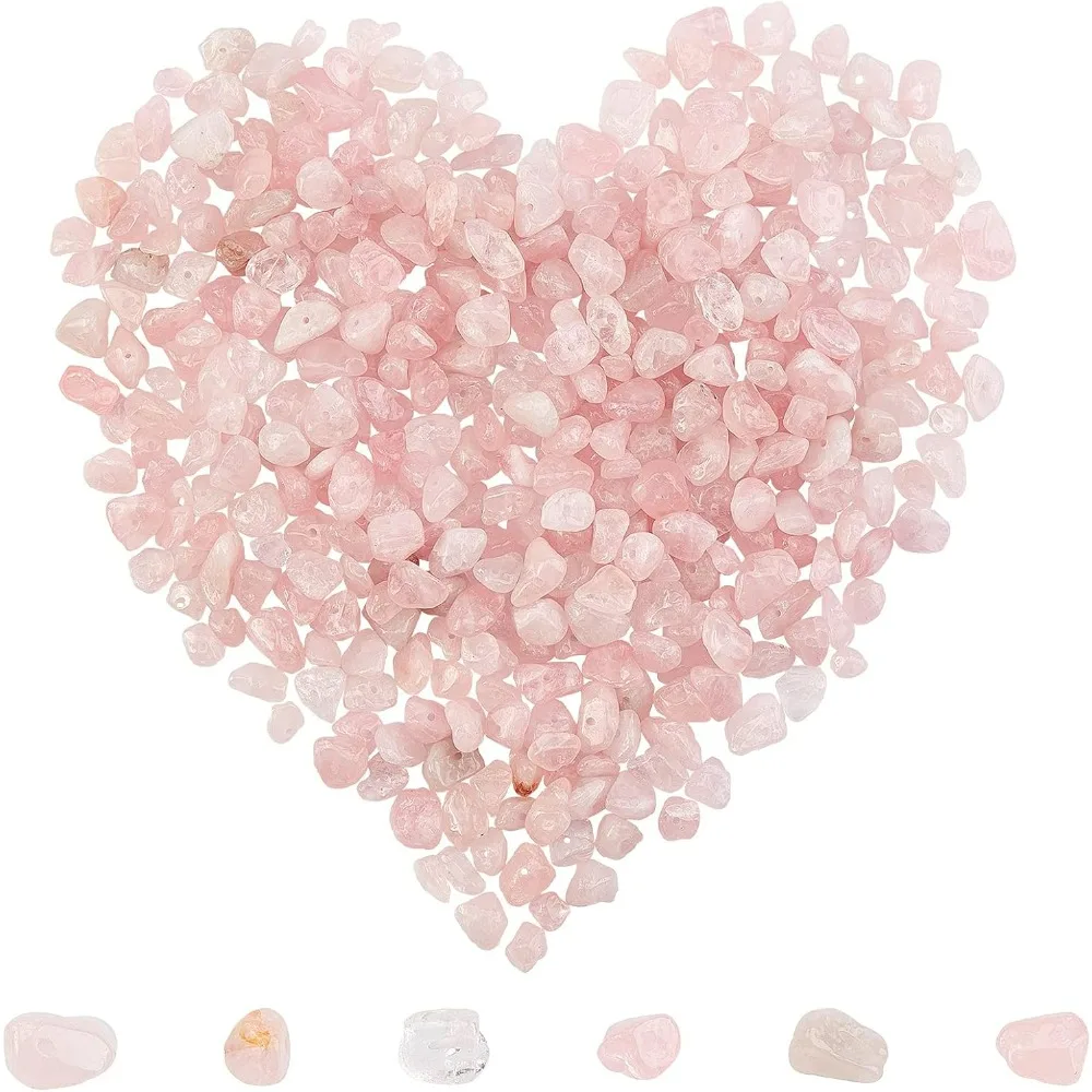 1 Box 400Pcs Rose Quartz Beads Chips 5-8mm Long Irregular Rose Quartz Beads Crystal Stone Beads Gemstone Semi Precious