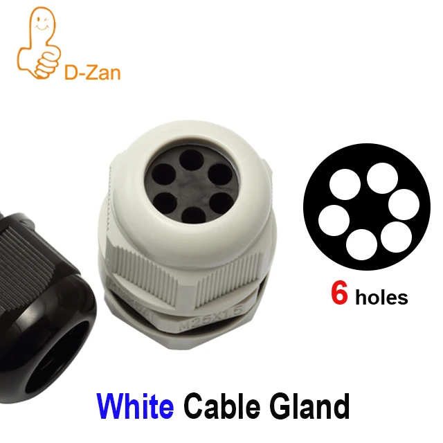 

6 Holes White Multi Hole Rubber Insert Plastic Gland Waterproof IP68 Nylon Cable Connector