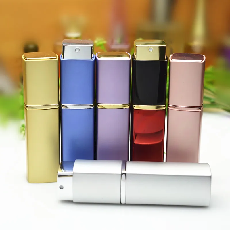 

20ML Square Shape Empty Cosmetic Containers Gold Glass Perfume Bottles Atomizer Spray Bottle Aluminum Parfum Sample Bottle