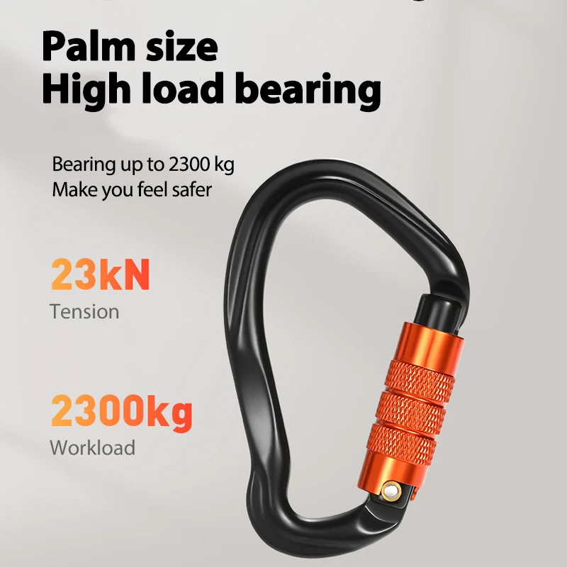 23KN Auto Locking Gate Carabiner Heavy Duty D Shape Buckle Pack D-ring Carabiner Climbing Rappelling Hammock Locking Clip