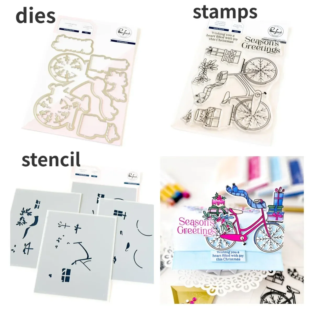 

Holiday Bicycle Metal Cutting dies And Stamps For Scrapbooking Stencil Embossing Mold DIY Paper Cards Craft Cutting