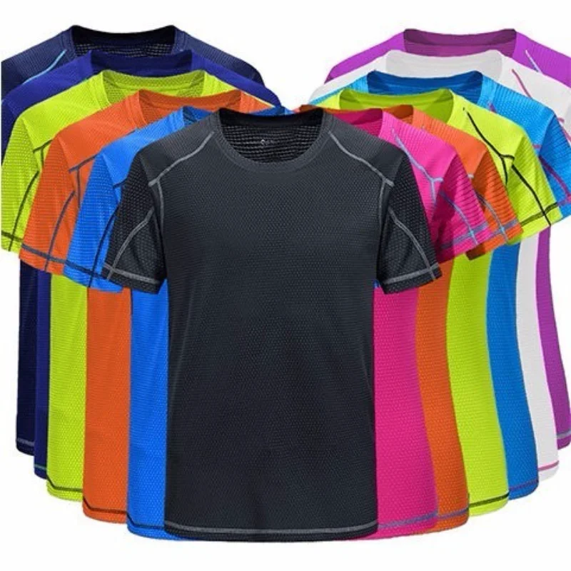 Men Summer Ice Silk Mesh Short Sleeve Lightweight T-Shirts Bulk Crew Tees for Guys Moisture Wicking Running Hiking Sport