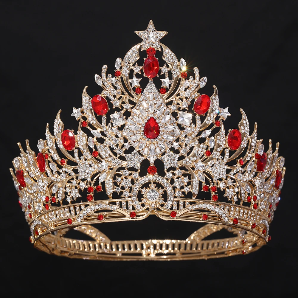 

Luxury Crystal Rhinestone Crown Forest Big Wedding Tiara Bridal Hair Accessories Party Headwear Gift for Brides