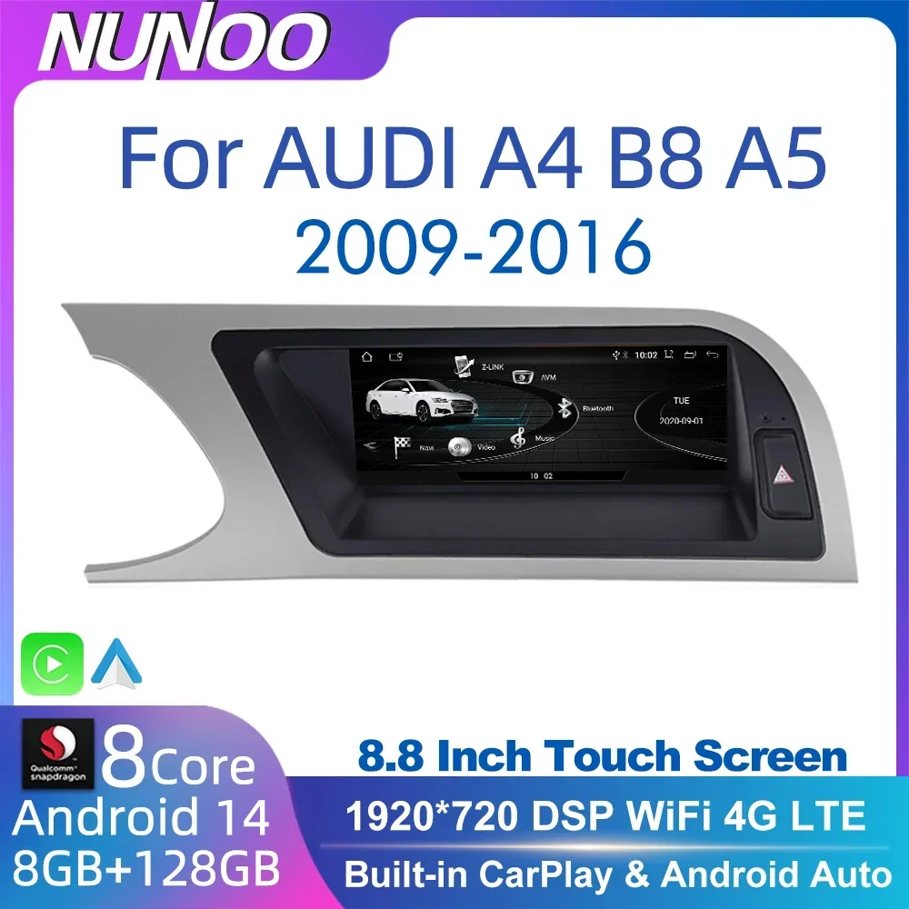 

Android 14 8+64GB Car Screen Player For Audi A4 B8 A5 2008-2017 MMI GPS Navi Multimedia Stereo WIFI 4G Google CarPlay Radio
