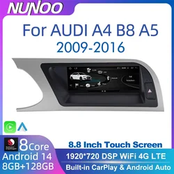 Android 14 8+64GB Car Screen Player For Audi A4 B8 A5 2008-2017 MMI GPS Navi Multimedia Stereo WIFI 4G Google CarPlay Radio