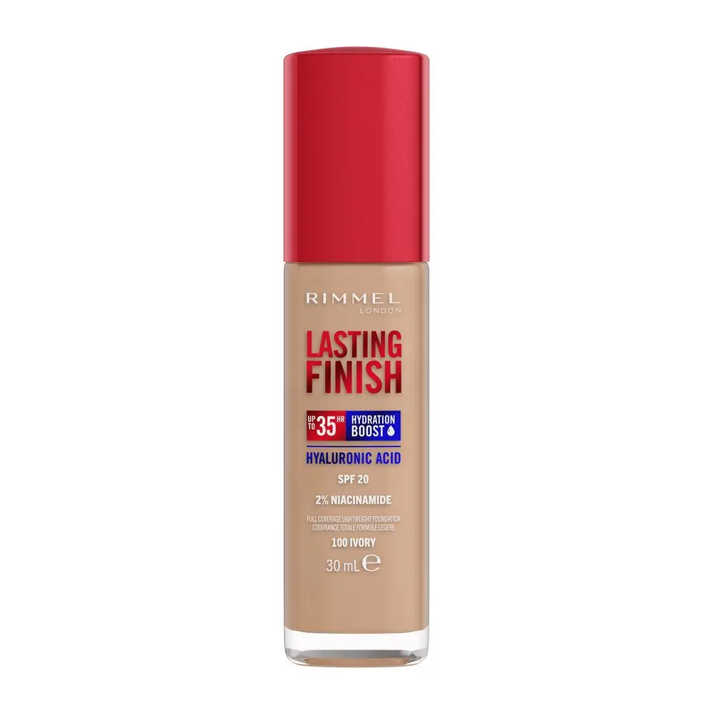 Rimmel Lasting Finish Moisturizing and Long Lasting Face Foundation with SPF20 100 Ivory, 30ml